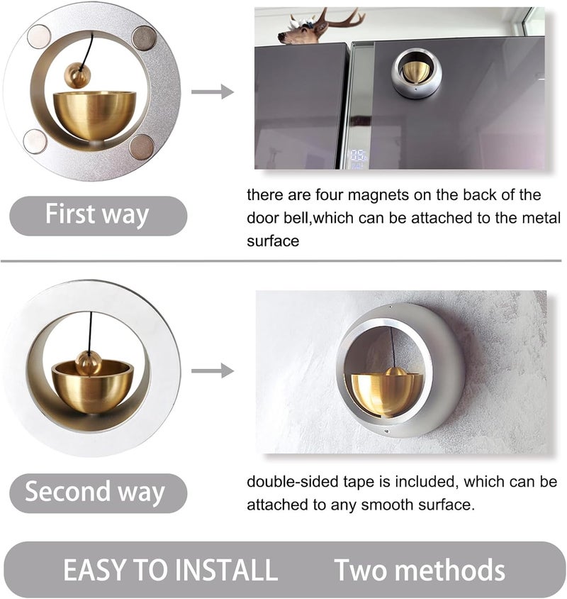 Cizenal Shopkeepers Bell for Door Opening, Door Chime for Business When Entering, Easy to Install Magnetic Doorbell, Unique Business Decorations and Entrance Hanging Decorations- Creative Gift (Silver) - Image 4